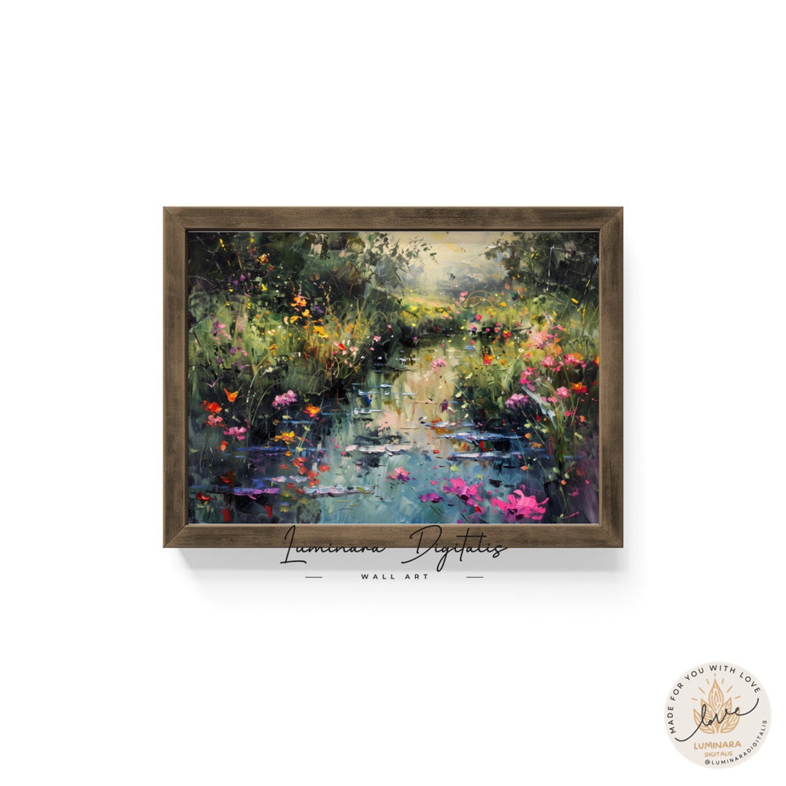 Flower Lined Stream Impressionist Garden Watercolor Art Print - Image 6