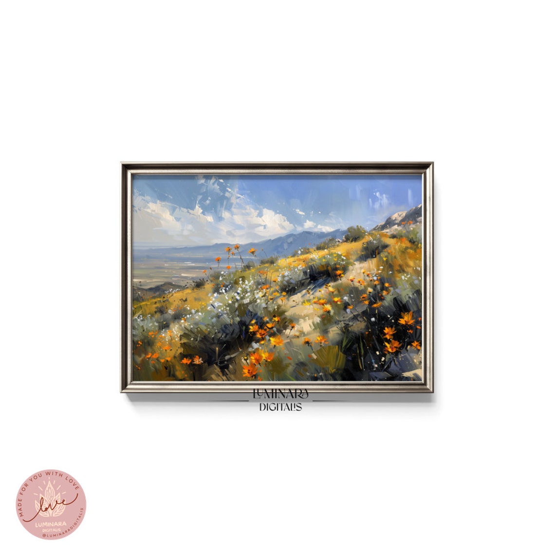 Desert Bloom Orange Poppies On A Sunlit Hillside Landscape Poster - Image 5