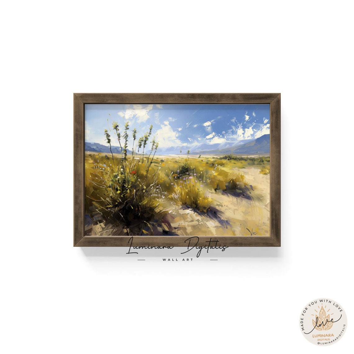 Desert Grassland With Tall Seed Stalks Under Big Blue Sky Poster - Image 6