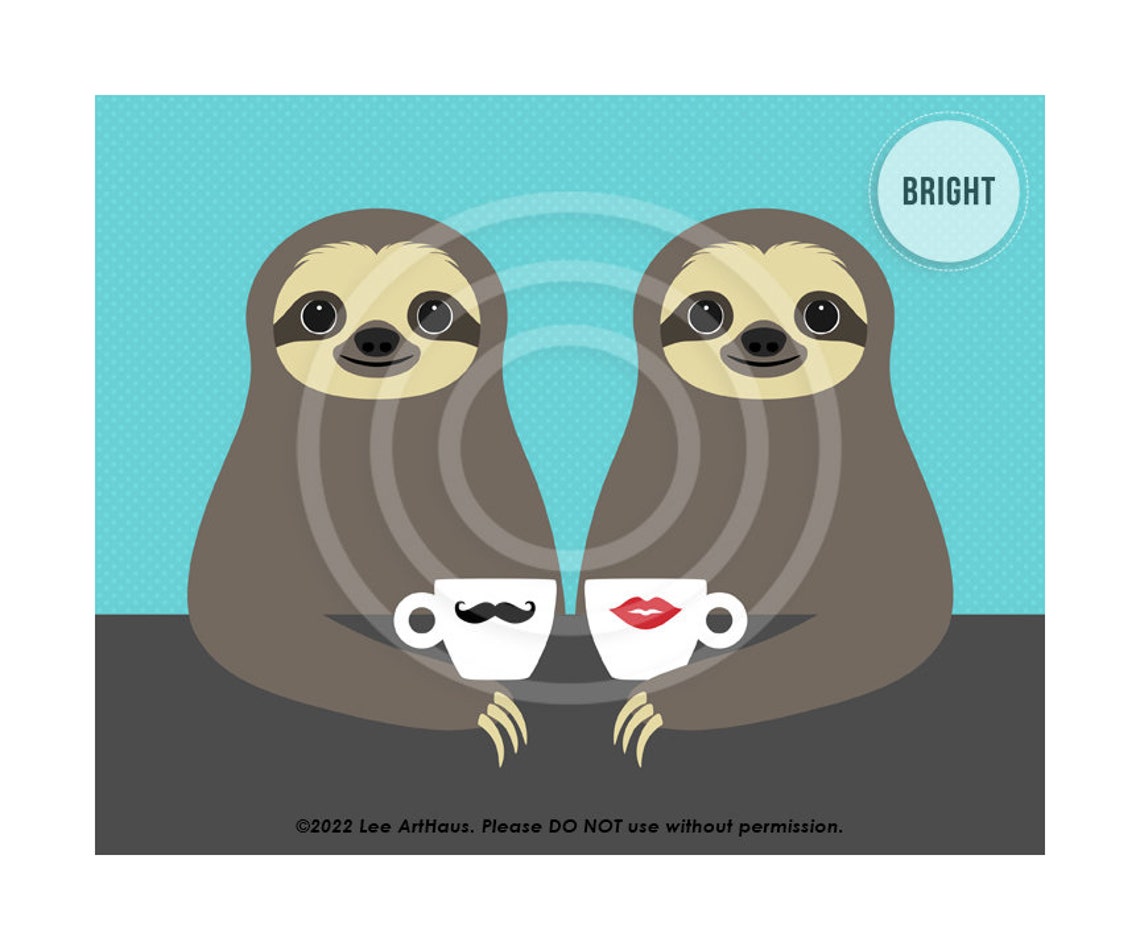 Two Sloths Coffee Date His And Hers Mugs Cute Couple Gift Poster - Image 4
