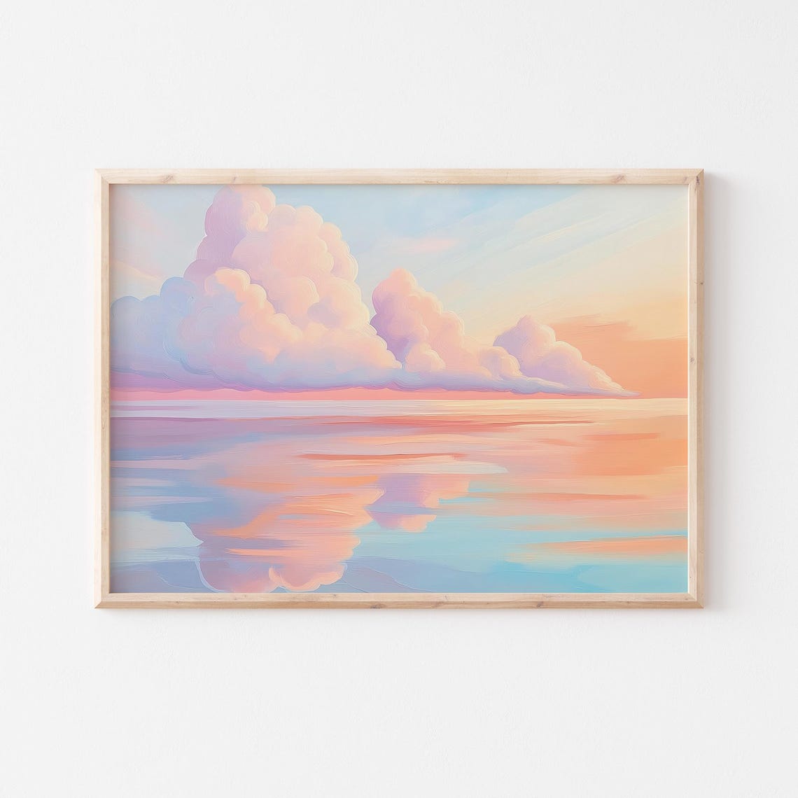 Pink Sunset Clouds Reflected Over Calm Ocean Water Sky Poster - Image 6