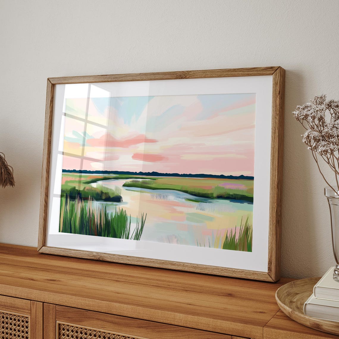 Winding Marsh Creek Beneath Pink And Blue Pastel Sunset Sky Poster - Image 3