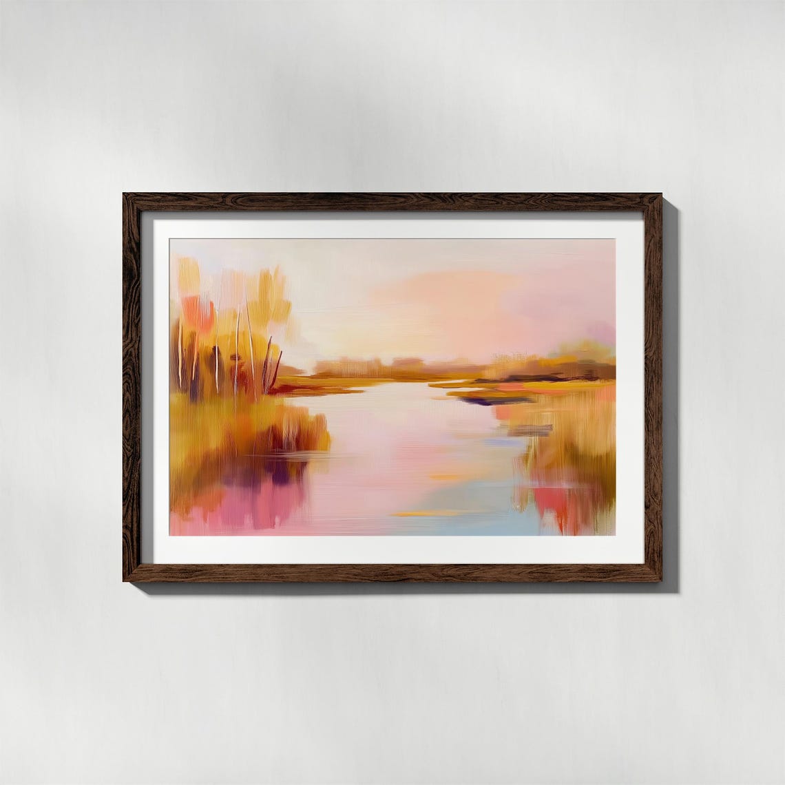 Pink And Gold Autumn Marsh With Still Reflective Creek Poster - Image 2