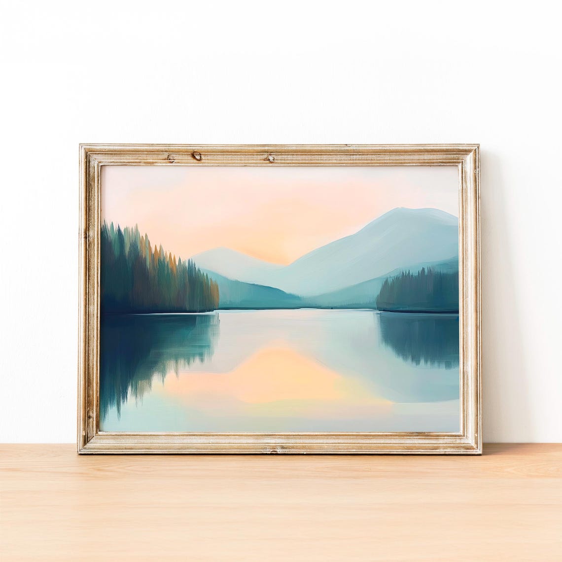 Misty Blue Mountain Lake At Dawn With Pine Forest Scenery Poster - Image 2