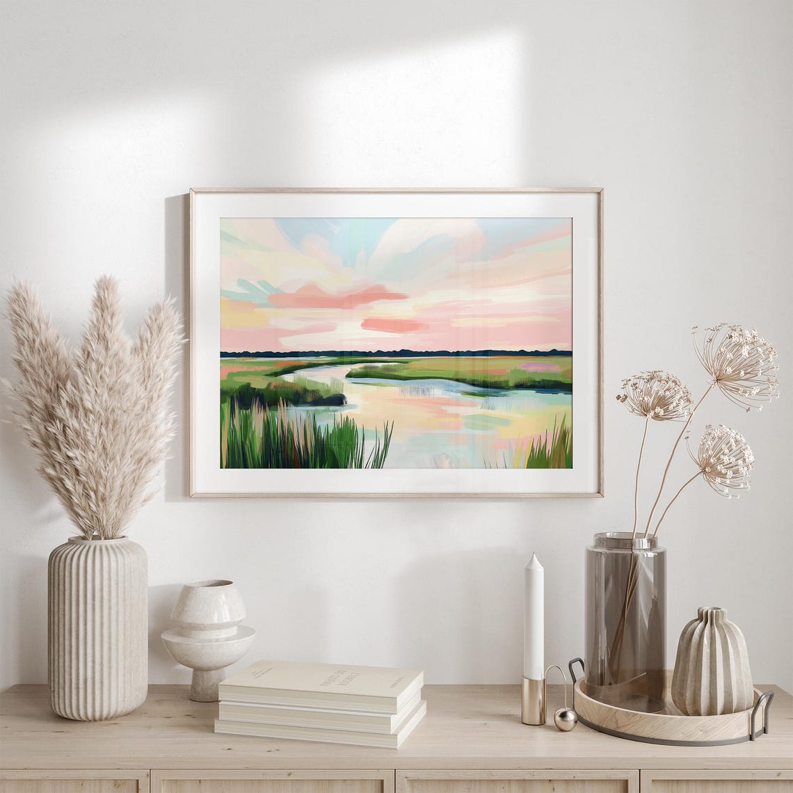Winding Marsh Creek Beneath Pink And Blue Pastel Sunset Sky Poster - Image 6