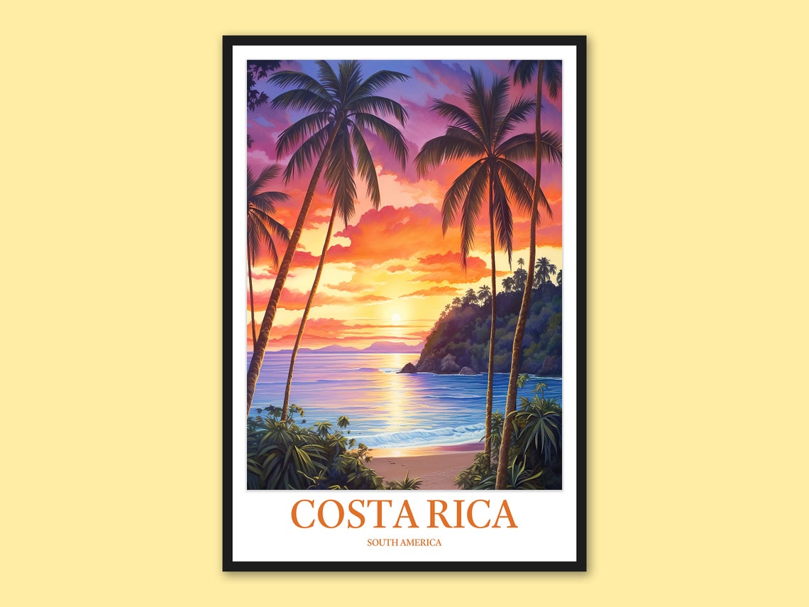 Costa Rica Travel Poster Manuel Antonio Sunset Print