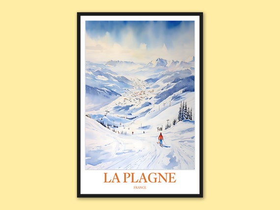 La Plagne Ski Resort Print French Alps Travel Poster