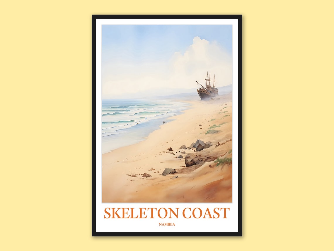 Skeleton Coast Travel Poster Namibia Wall Art Print