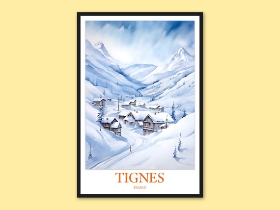 Tignes France Travel Poster Ski Resort Wall Art