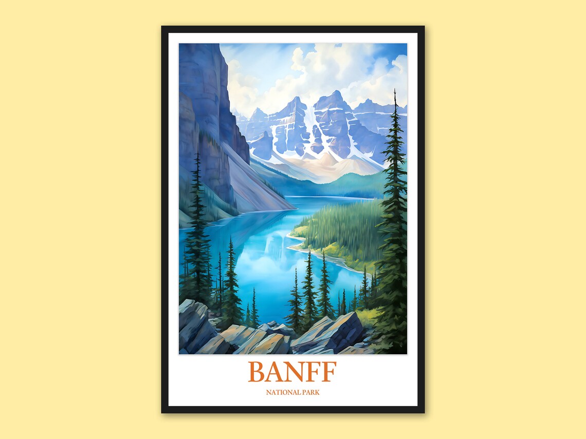 Banff National Park Moraine Lake Turquoise Water Travel Poster