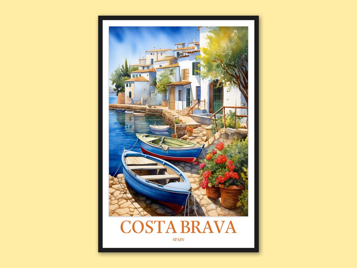 Costa Brava Spain Travel Poster, Coastal Art Print