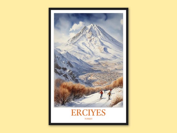 Erciyes Ski Poster Turkey Travel Wall Art