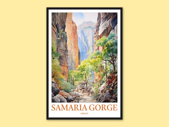 Samaria Gorge Greece Rocky Canyon Hikers Trail Travel Wall Poster