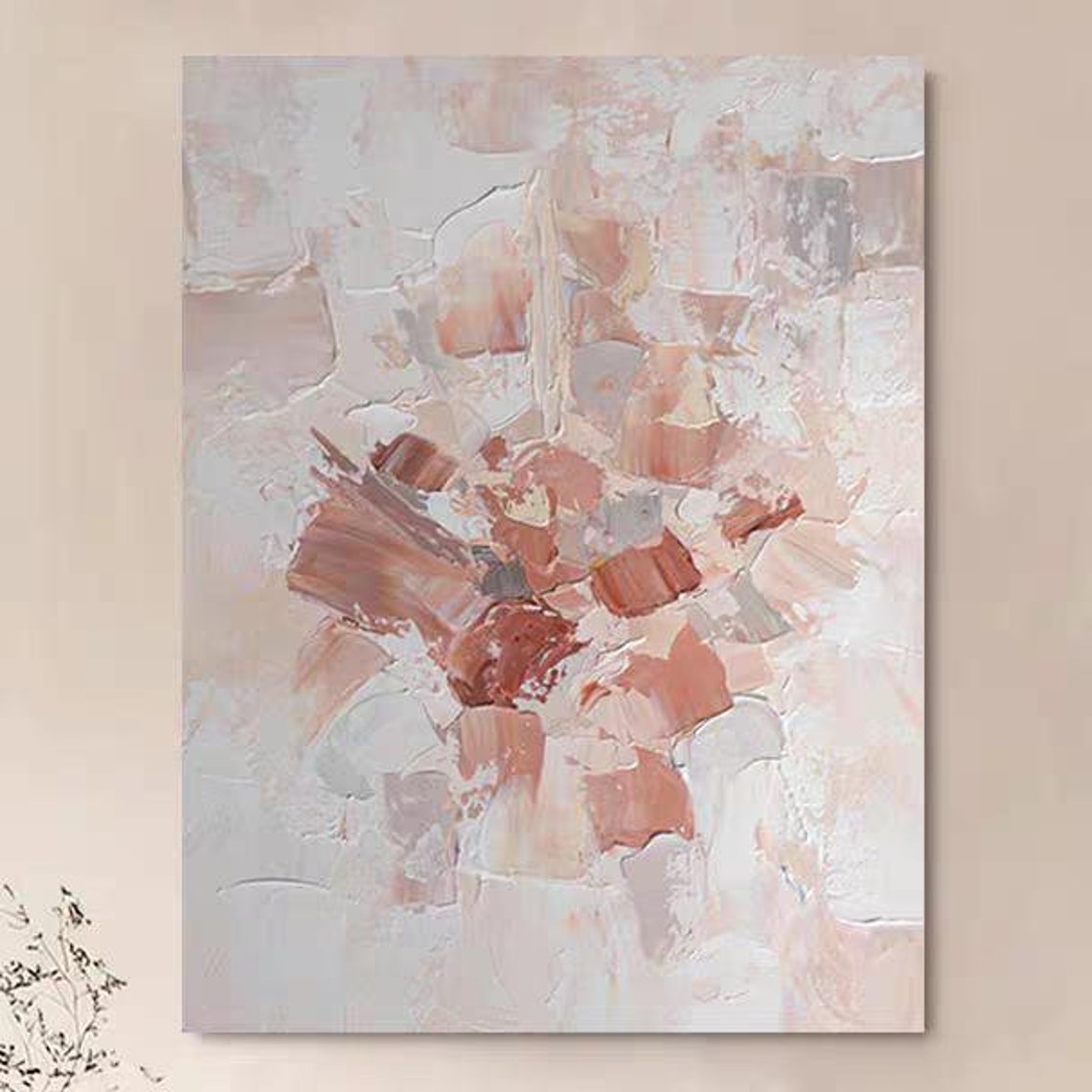 Abstract Pink and White Thick Brushstroke Acrylic Texture Poster