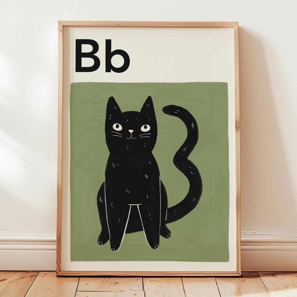 Bb Letter Black Cat Alphabet Educational Kids Nursery Wall Art