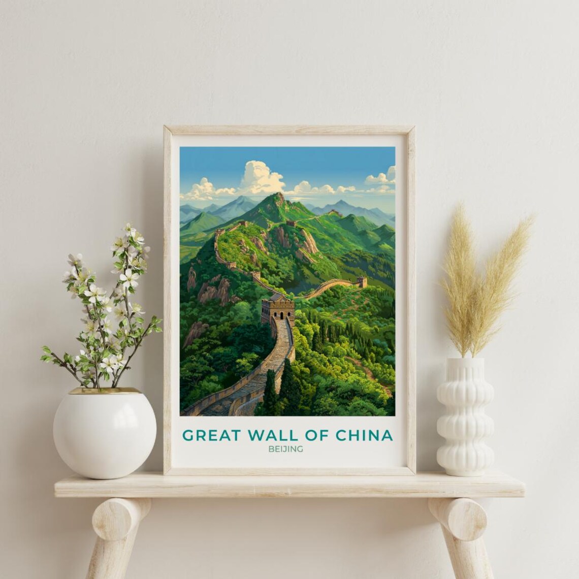 Great Wall of China Beijing Mountain Landscape Travel Poster