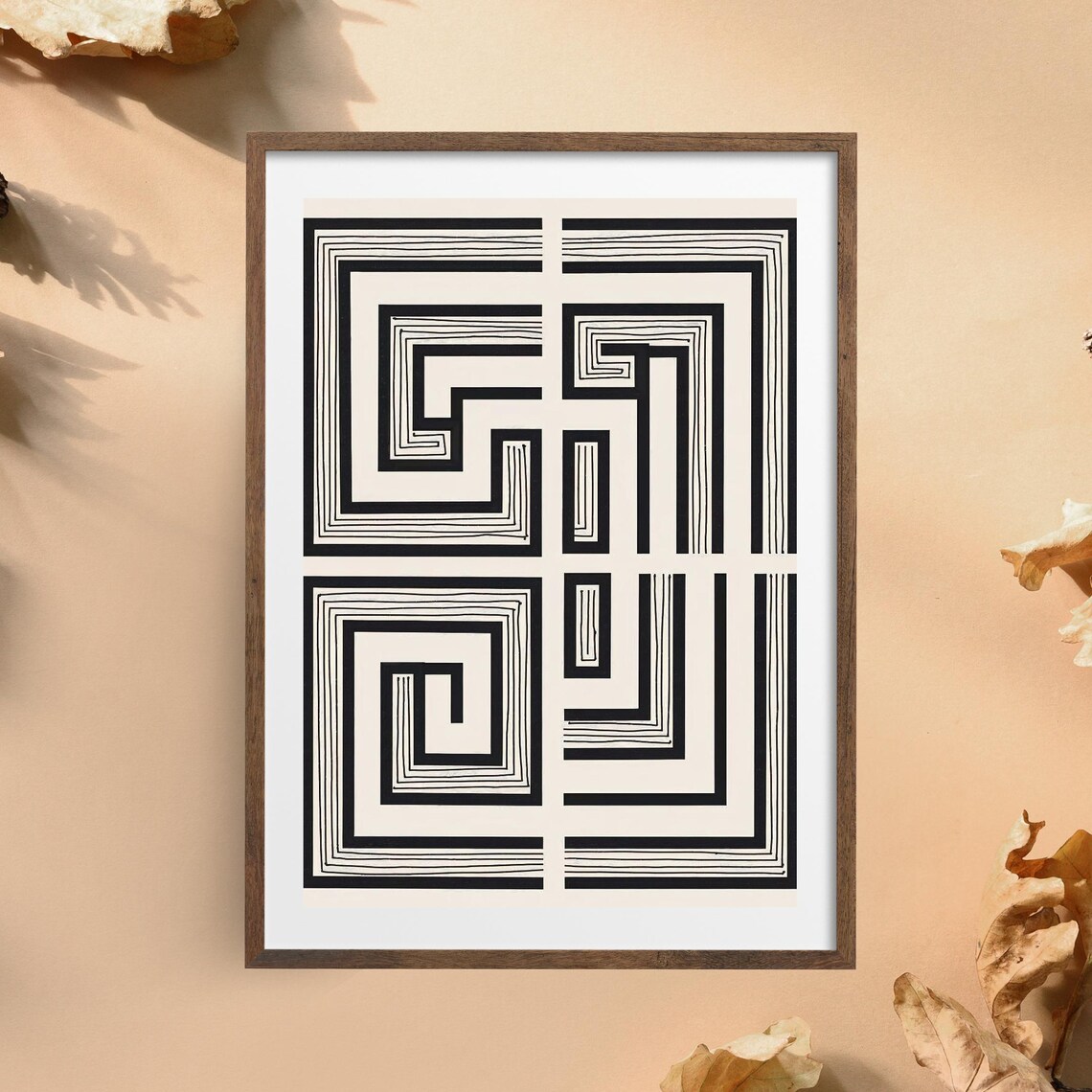 Black And White Geometric Wall Art Abstract Print Minimalist Modern Line Poster Bold Graphic Decor