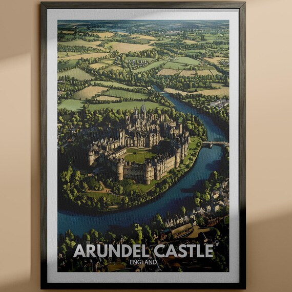 Arundel Castle England Aerial View Vintage Style Travel Poster