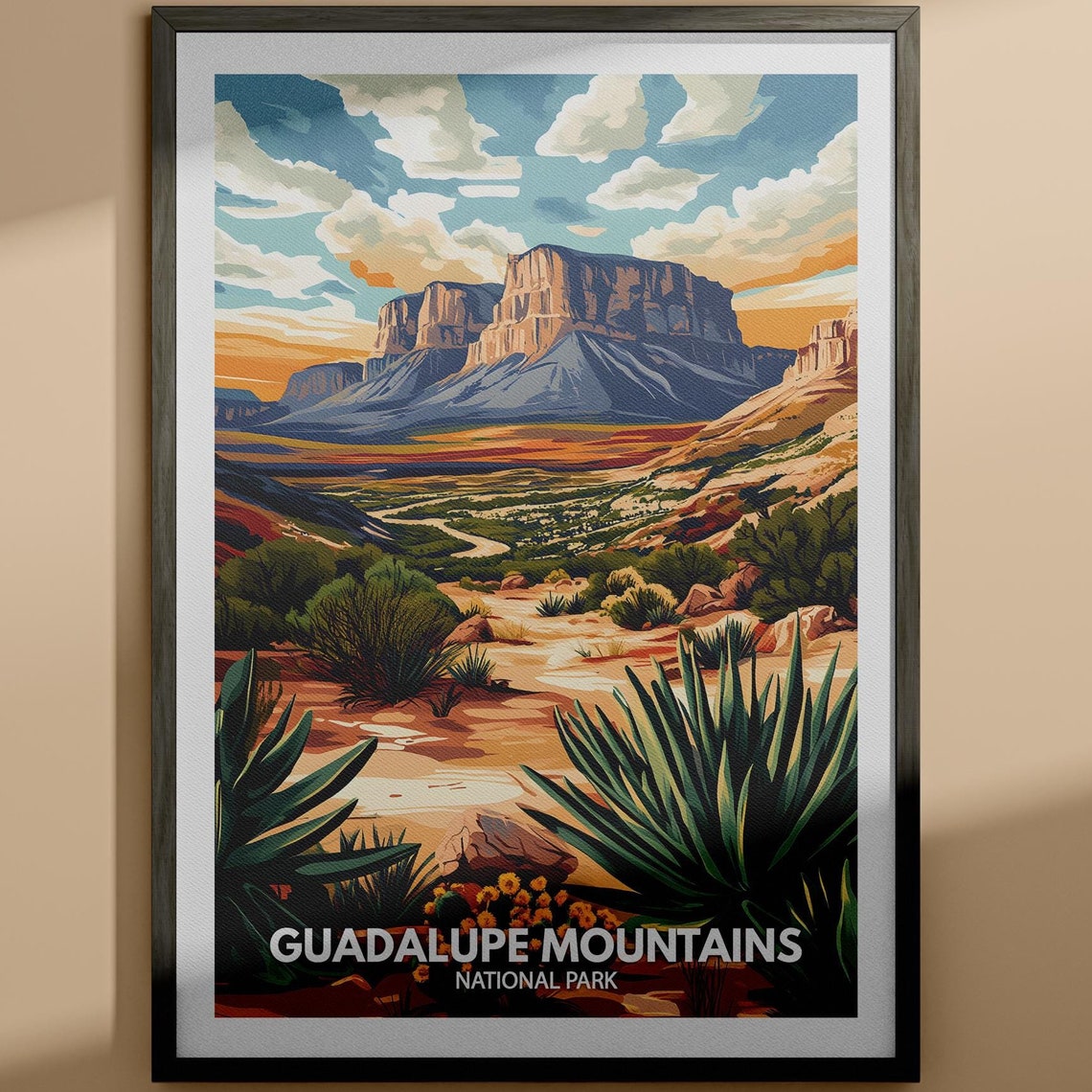 Guadalupe Mountains Print Guadalupe Mountains National Park Poster United States National Parks Art United States Travel Poster