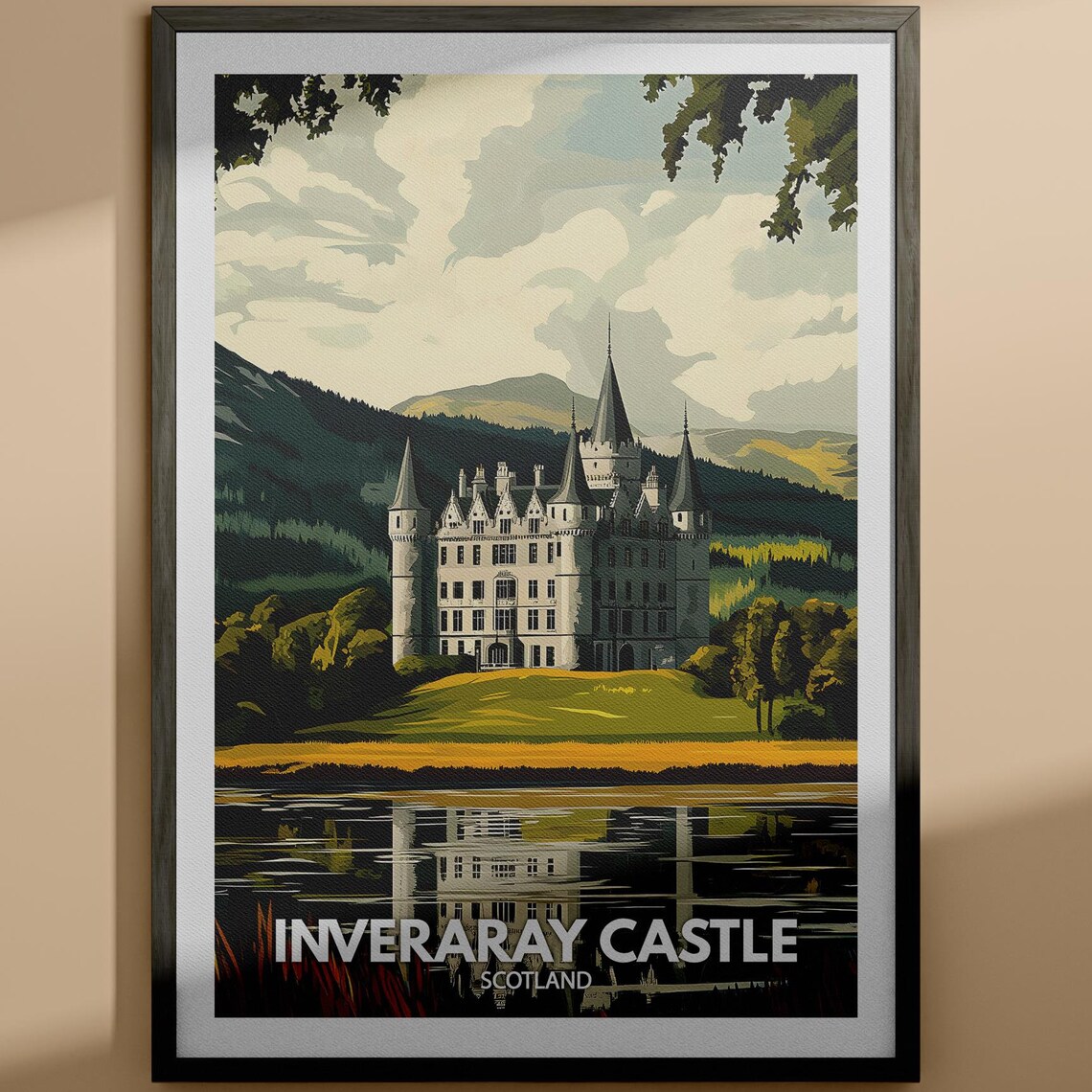Inveraray Castle Print Inveraray Castle Travel Poster Scotland Wall Art Print Scotland Home Decor Travel Decor Unique City Poster