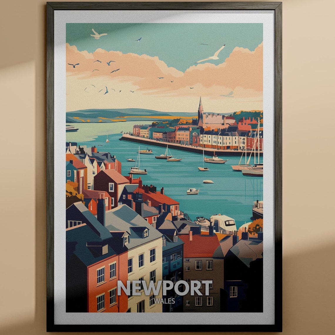 Newport Print Newport Travel Poster Wales Wall Art Print Wales Home Decor Travel Wall Art Decor Unique City Poster