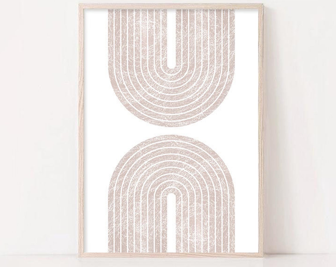 Beige Double Arch Mid Century Geometric Minimal Modern Wall Poster - Image 3