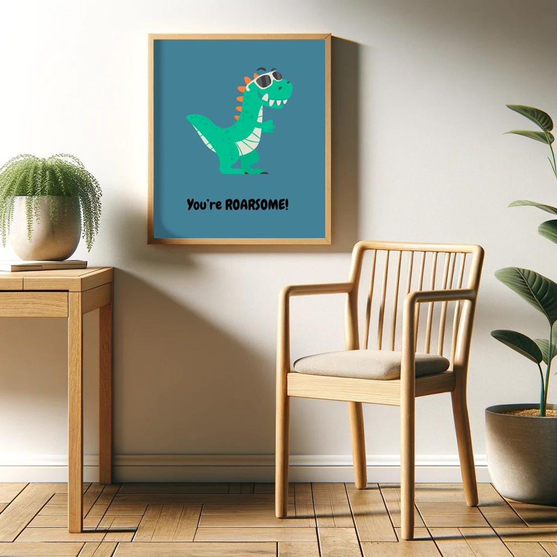 Youre Roarsome Cute Dinosaur Sunglasses Nursery Kids Dino Poster - Image 2