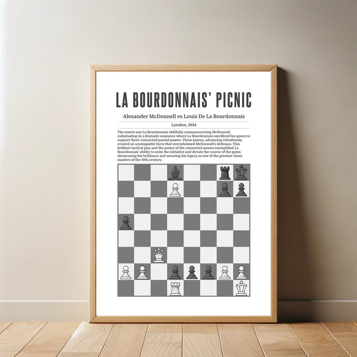 La Bourdonnais Picnic Historic 1834 London Chess Game Diagram Poster