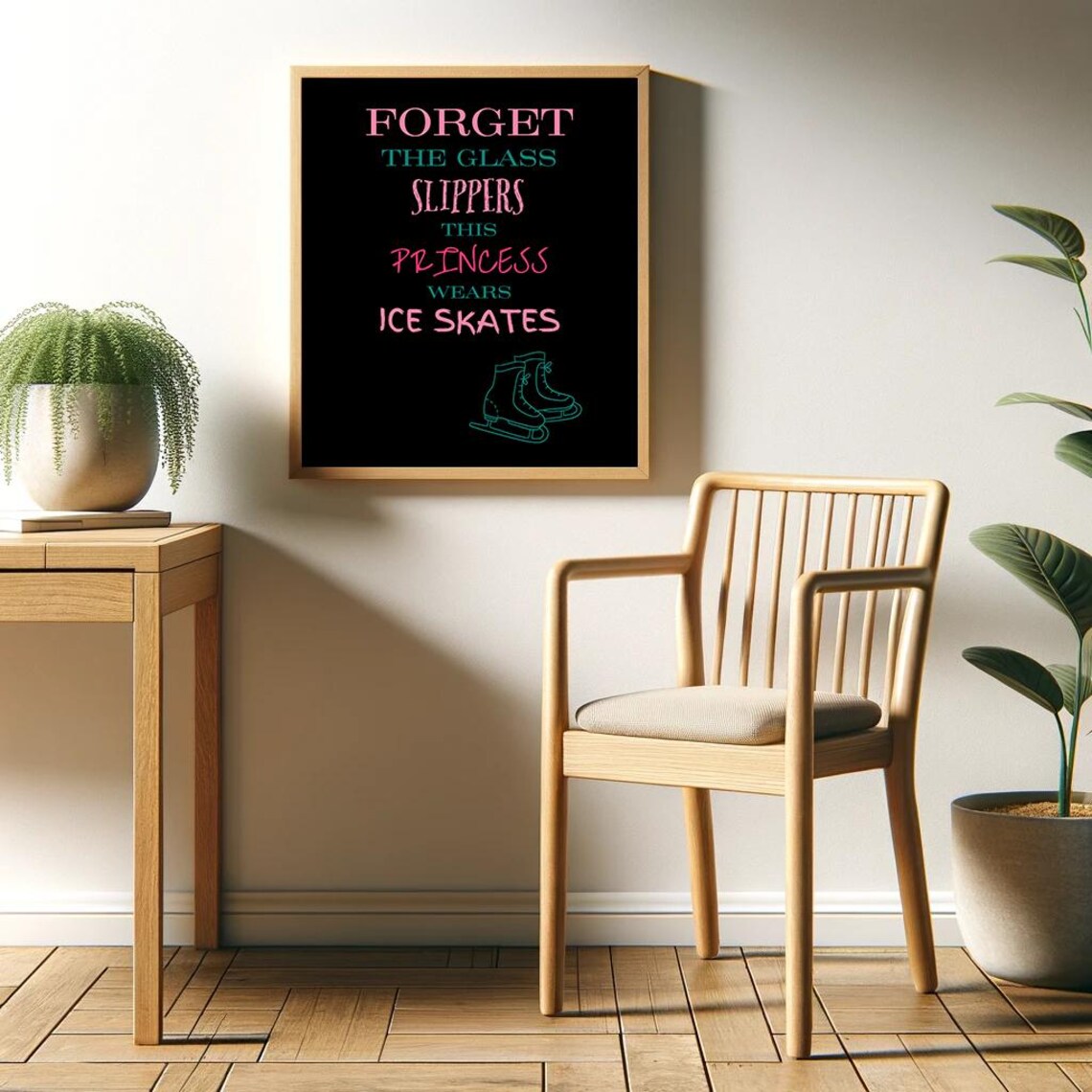 Forget The Glass Slippers This Princess Wears Ice Skates Poster Skater Girl Art Print Female Ice Skater Gift