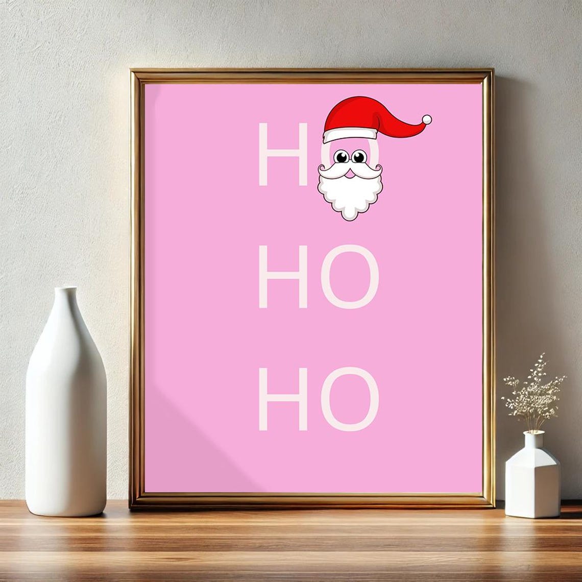 Ho Ho Ho Pink Santa Face Cute Christmas Holiday Season Decor Poster