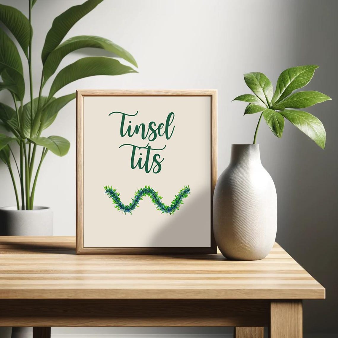 Tinsel Tits Green Script Sarcastic Funny Christmas Holiday Poster - Image 2
