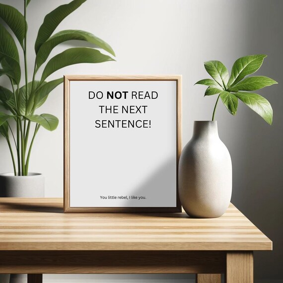 Do Not Read The Next Sentence Poster Funny Saying Retro Wall Art
