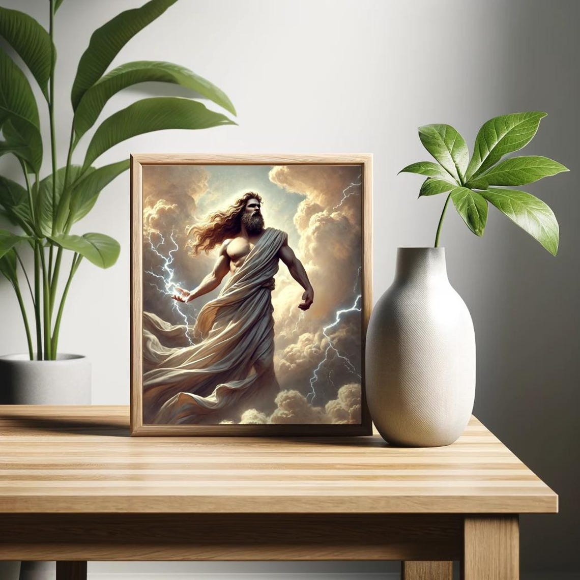 Zeus Greek God Of Thunder Lightning Storm Clouds Fantasy Print