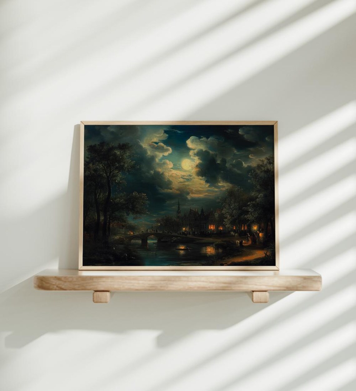 Medieval Celestial Starry Night Landscape Art Print - Image 2
