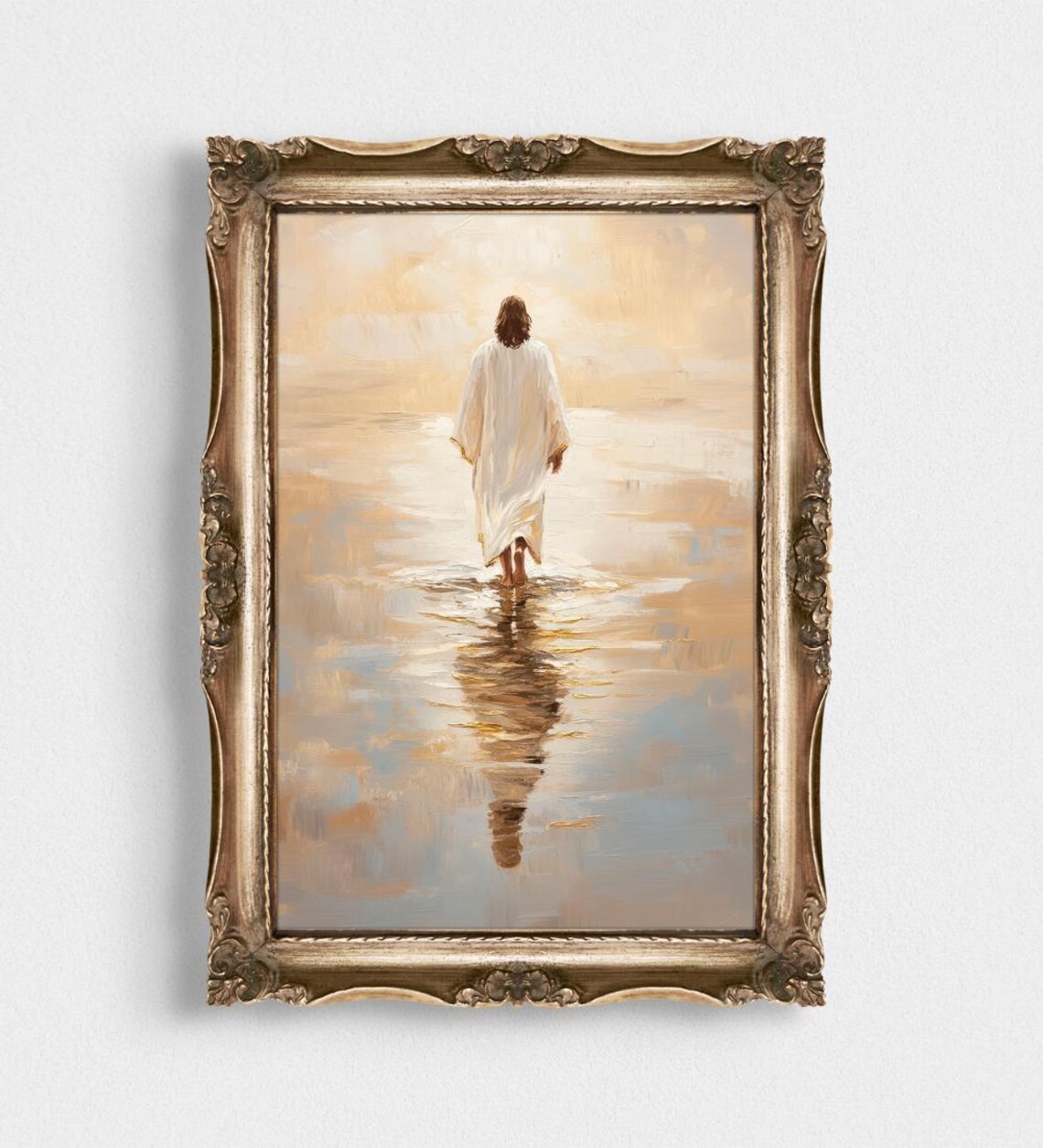 Jesus Walking on Water Christian Inspirational Faith Art Poster