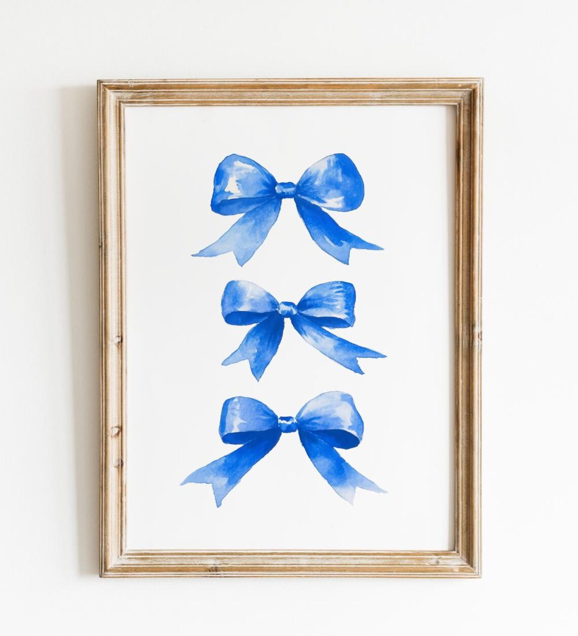 Three Blue Watercolor Bow Trio Preppy Coquette Girl Bedroom Wall Poster - Image 3