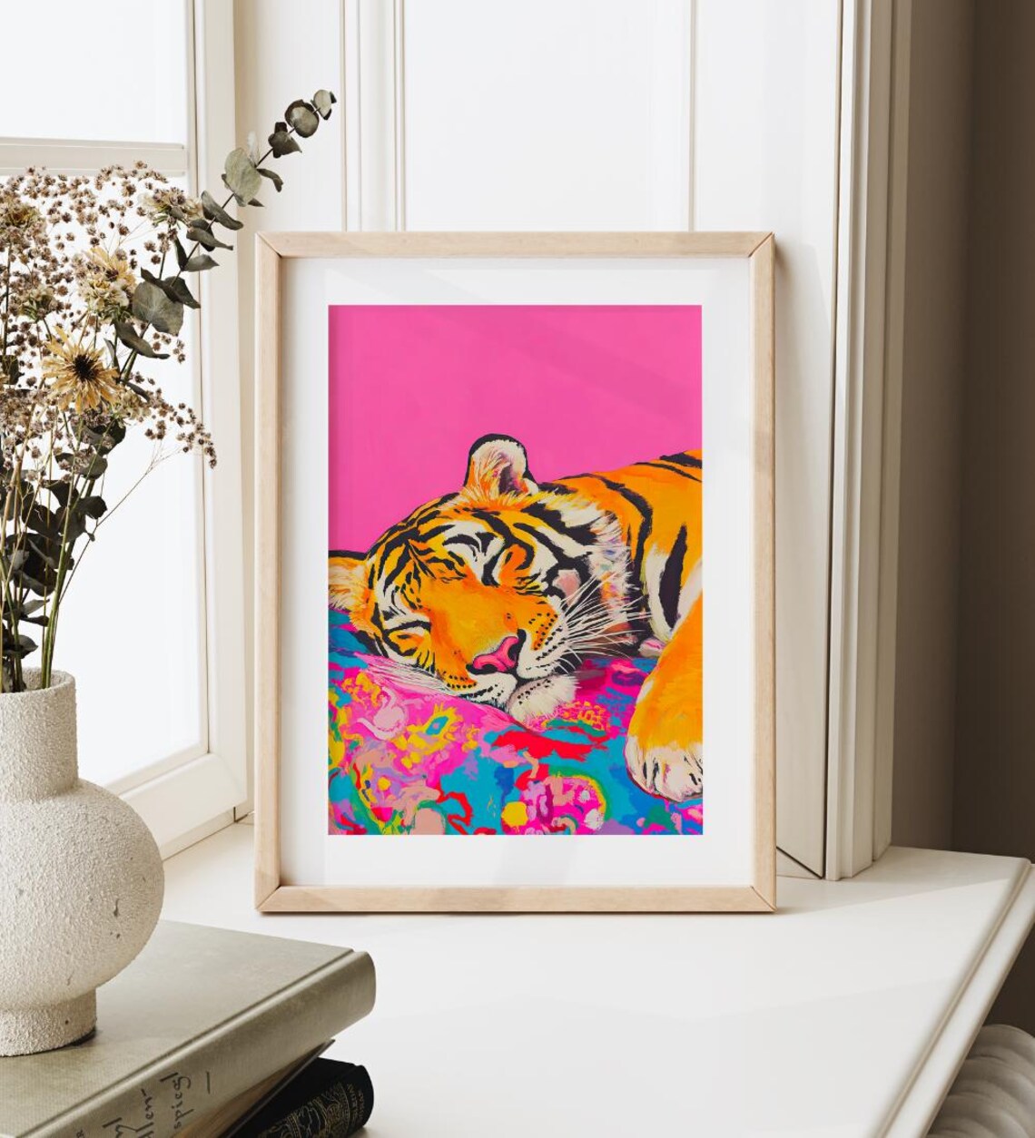 Cute Tiger Art Print, Maximalist Bedroom Decor - Image 2