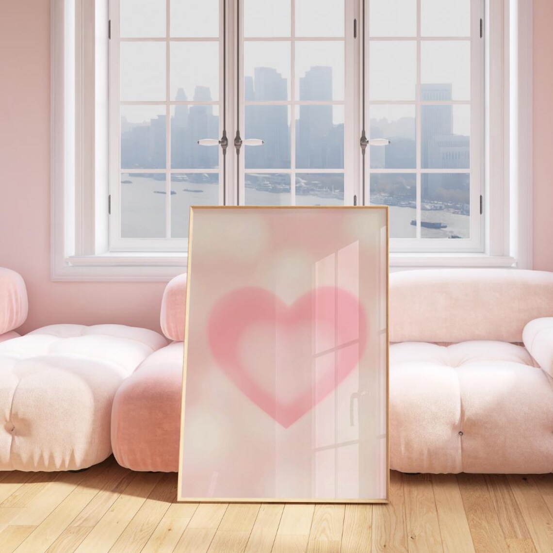 Blush Pink Heart Aura Gradient Trendy Girly Dorm Room Art Poster - Image 3