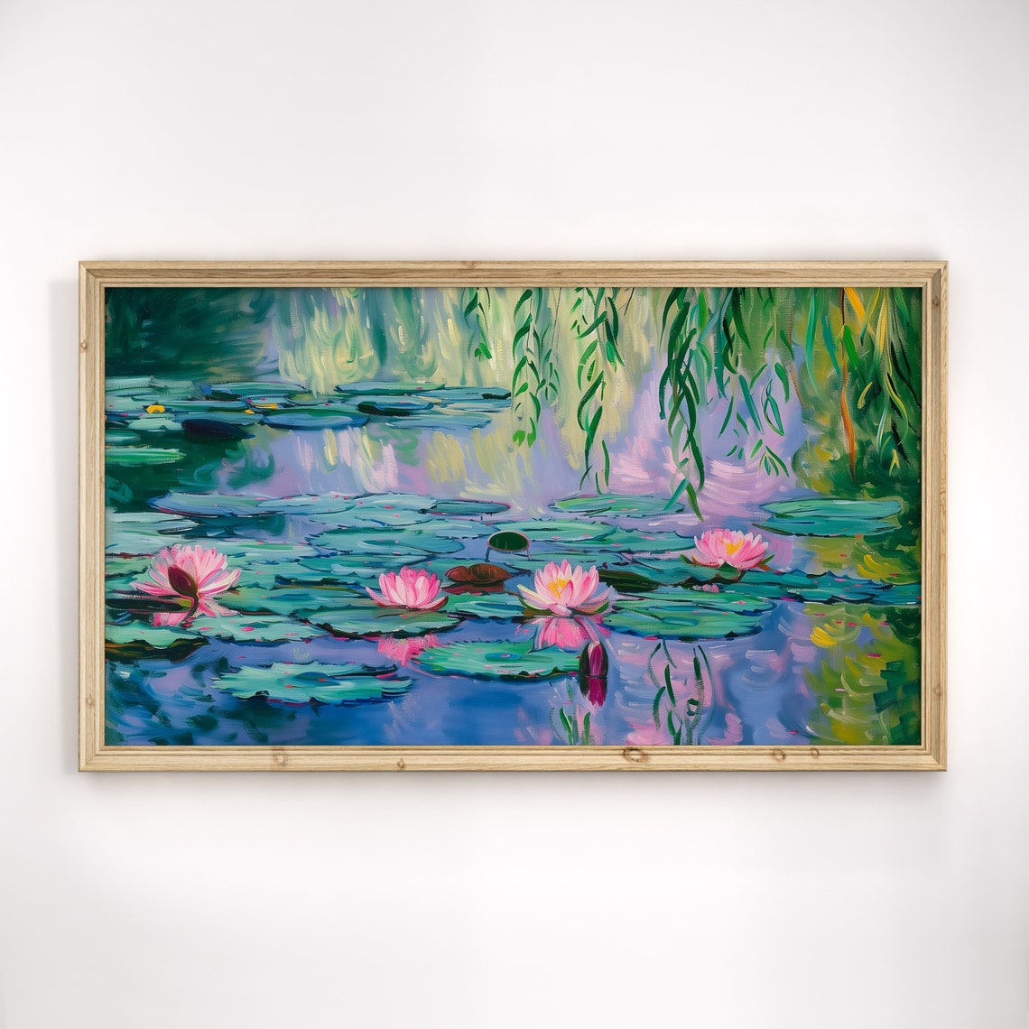 Water Lilies Pond Pink Blooms Impressionist Monet Style Art Poster