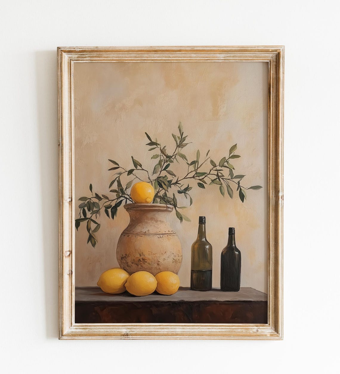 Lemons Terracotta Vase Rustic Fruit Still Life Vintage Poster