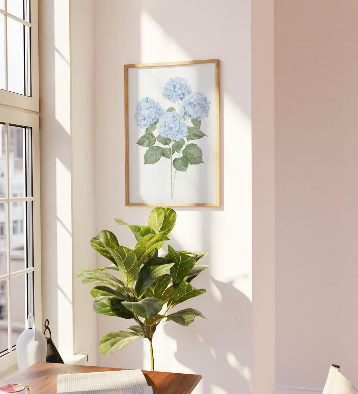 Blue Hydrangea Watercolor Botanical Floral Painting Wall Poster - Image 3