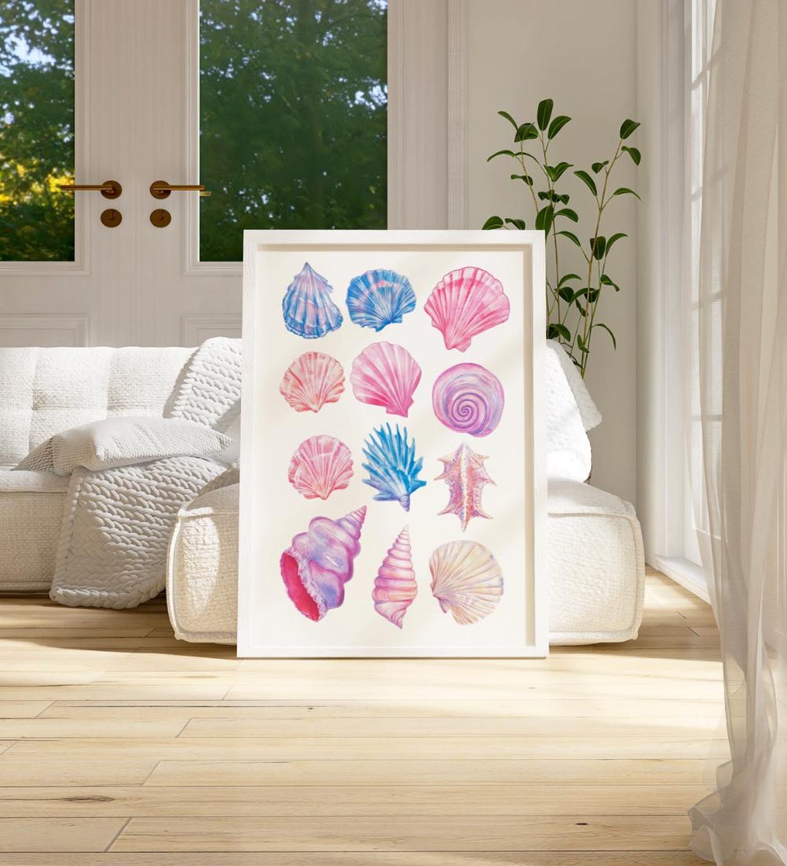 Pastel Watercolor Seashell Collection Coastal Beach House Wall Poster - Image 2