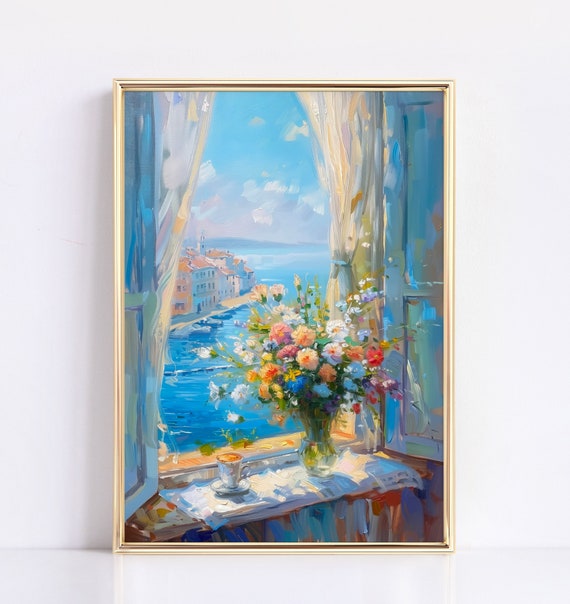 Colorful Flowers In Vase Wall Art Moody Decor Farmhouse Floral Print Neutral Spring Painting Botanical Poster