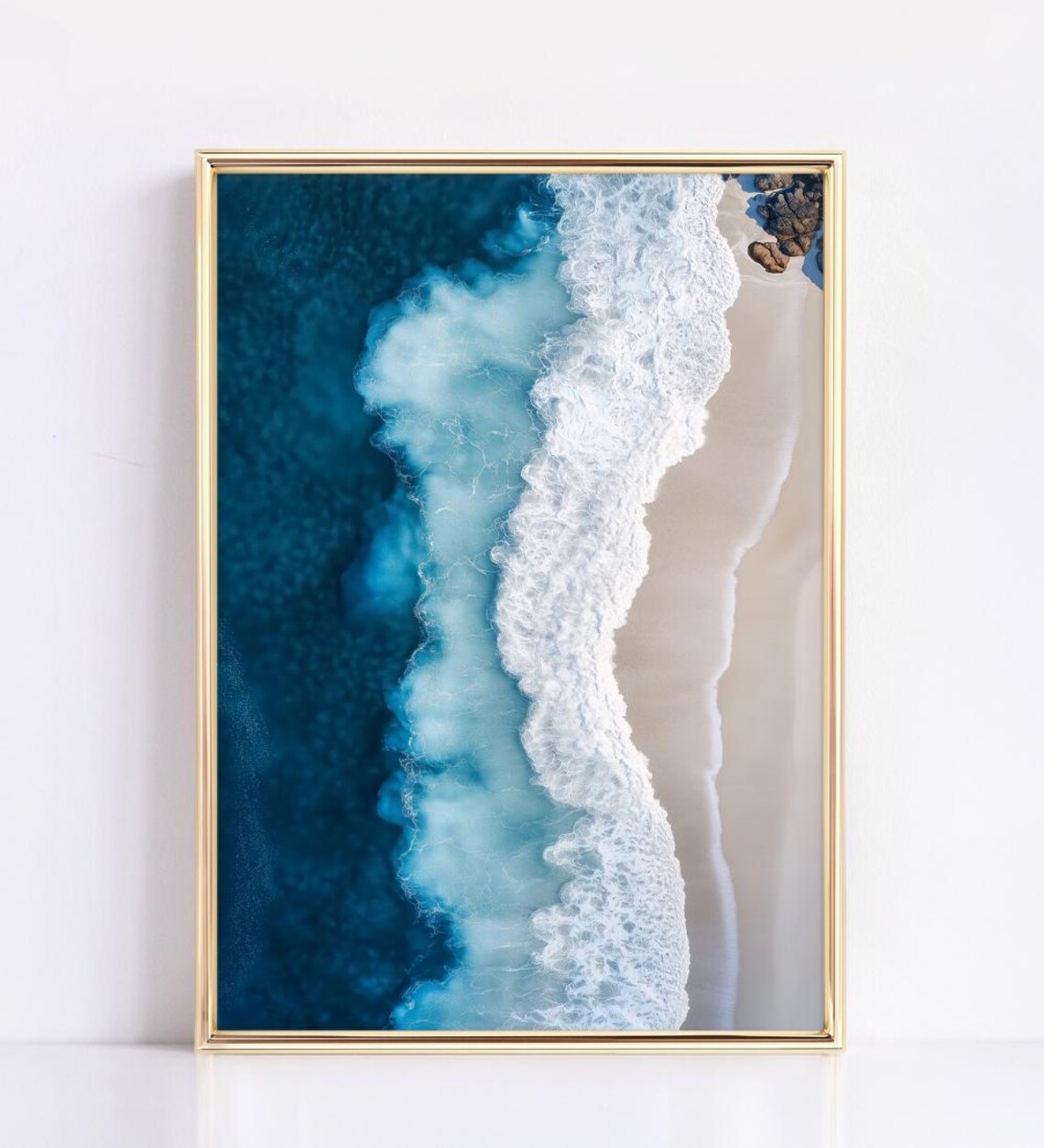 Aerial Ocean Wave Art Print Modern Coastal Blue Abstract Beach Wall Decor - Image 4