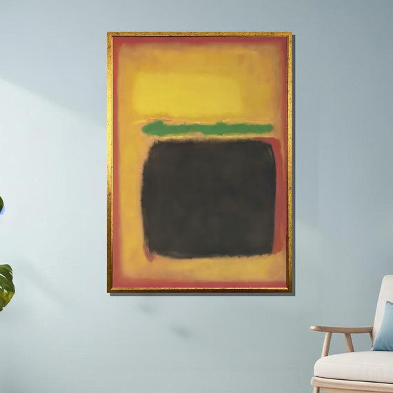Mark Rothko Inspired Abstract Canvas Deep Black Yellow And Green Color Field Painting Bold Minimalist Art For Modern Interiors
