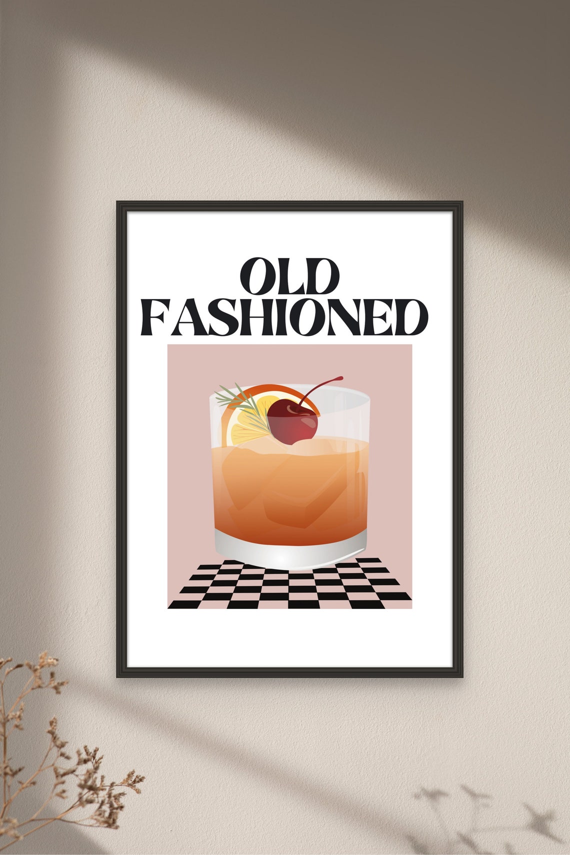 Old Fashioned Cocktail Illustration Retro Bar Decor Art Poster - Image 4
