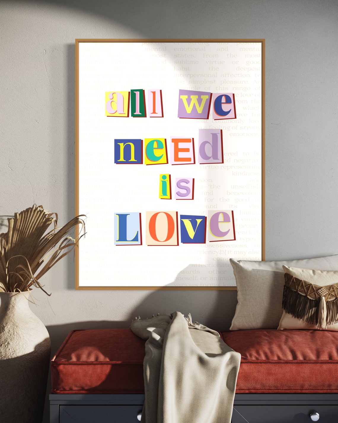 All We Need Is Love Colorful Ransom Note Collage Typography Poster - Image 3