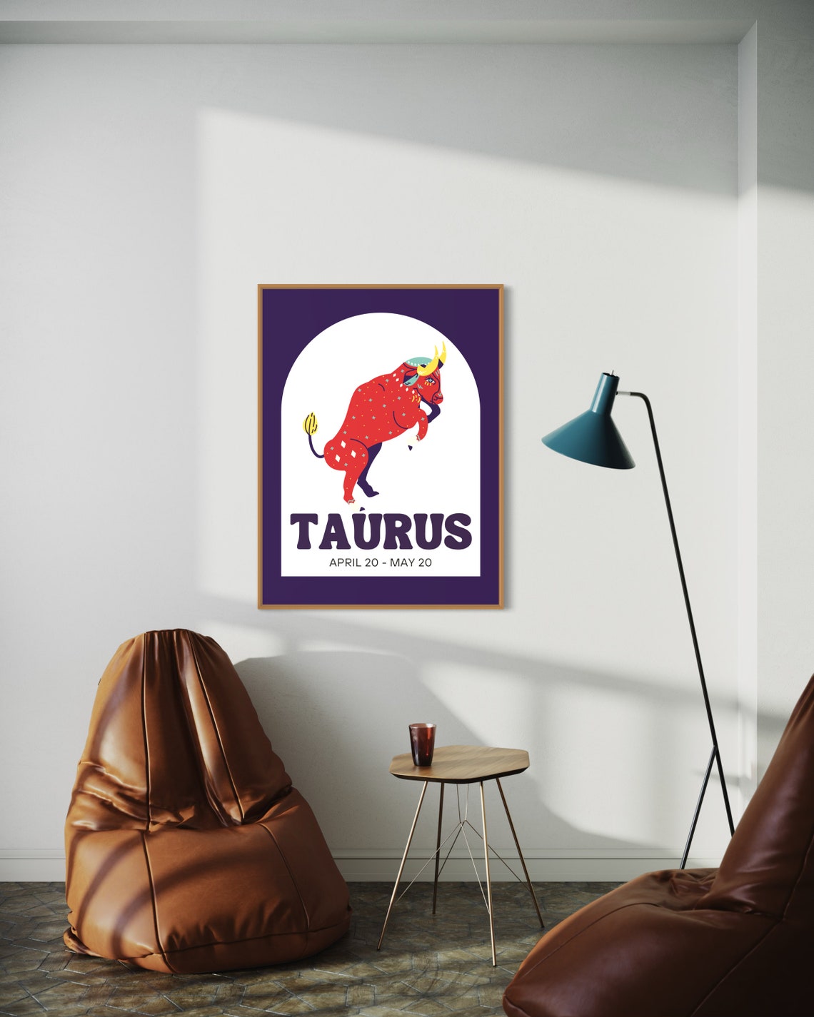 Taurus Wall Art Print Retro Zodiac Poster Retro Wall Decor Taurus Bull - Image 3