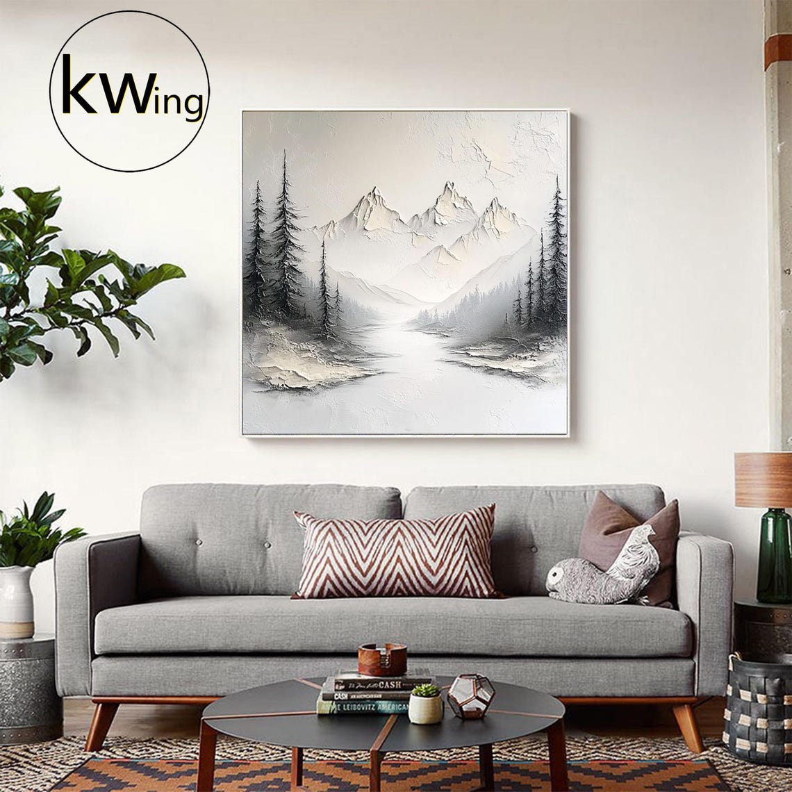 Snowy Mountain River Valley Pine Trees Misty Peaks Wall Art Poster - Image 5