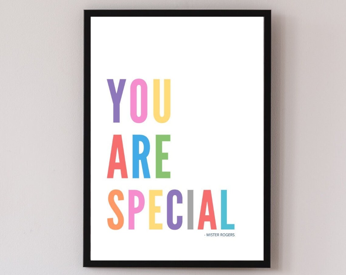 You Are Special Mister Rogers Rainbow Quote Kids Classroom Wall Poster